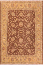 handmade Traditional Kafkaz Brown Gold Hand Knotted RECTANGLE 100% WOOL area rug 8 x 10
